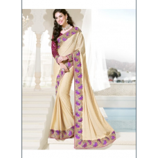 Heavy Broad Border & Stone Work Wedding Saree